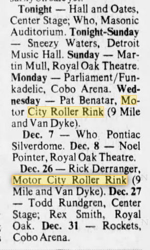 Motor City Theatre - Old Ad From 1980 As Music Venue (newer photo)